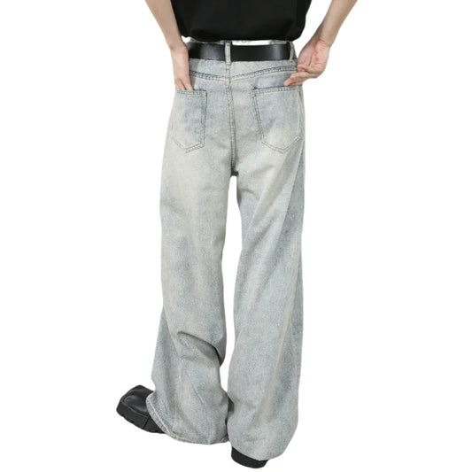 Wholesale Men's Wide Leg Breathable Mid Waist  Retro Vintage Straight Leg Jeans Loose Casual Denim Pants