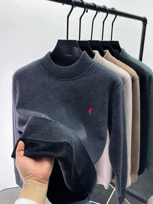 High end designer new sweater men's fashion brand classic Paul embroidery luxury winter plush thick warm round neck knit pullove