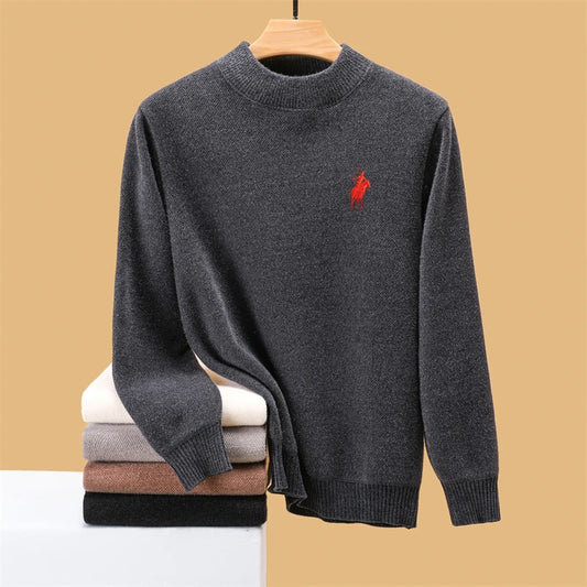 Luxury brand embroidered sweater men designer new round neck casual top winter plush thick warm knit pullover fashion men's wear